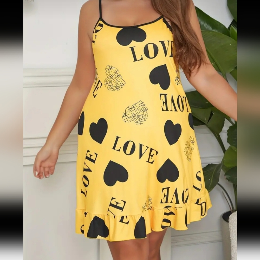 Yellow Heart & Love Cami Nightdress